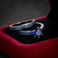 Prstenovi za žene Modni Bright Ring Round Plavi kameni nakit Modni nakit Angažirani prsten za žene prstenovi