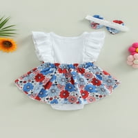 Wassery Baby Girl Ljeto odijelo Floral ROMPER haljina Flyive rukave rebrasti patchwork bodySuit sa traka
