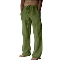 Edvintorg Muški pamuk i posteljina elastična struka prozračne ugodne pantalone za lagane pantalone u
