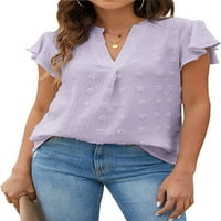 Žene Ljeto V izrez Ruffle s kratkim rukavom bluza s kratkim rukavima TUNIC TUNIC