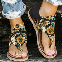 DpitySerensio Žene Ljeto Clip-Toe Suncokret cipele sa zatvaračem Comfy stanovi Ležerne sandale za plažu