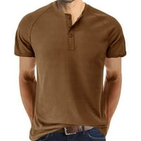Muškarci Henley majica s kratkim rukavima Gumb Up V izrez Majice Tee Pulover bluza