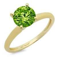 2. CT sjajan okrugli rez Clear Simulirani dijamant 18k žuti zlatni pasijans prsten SZ 8.25