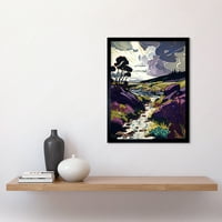 Skottish pejzažnu ilustraciju s olujnim oblacima Art Print Framed Poster zidni dekor