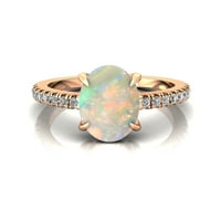 Etiopski Opal prsten, dijamantski zaručnički prsten, čvrsto zlato oktobarsko rođenje prsten, poklon