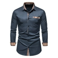 Fonwoon muški vrhovi tankog majica s tankim oblogom košulja s dugim rukavima majica Ležerne košulje Muška odjeća Plus veličina plava xxl