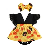 Baby Girl Halloween Outfit Cracy rukava za tiskanu haljinu ROMPER ONE TOBYSUITSKA ODREĐENJA 6- MJESECA