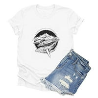 Taotanxi Ženska okeanska životinja Print Modni majica kratkih rukava Casual BluZA Ispis vrhova Prodajni