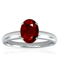 Gemsny Jul Rođenje - Tradicionalni ovalni ruby ​​solitaire prsten