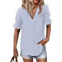 Linyer kratki rukav ženska bluza vez za vez casual slatka majica ured plaže Kupovina za odmor Kostim Party Summer Cool Top odjeća svijetlo plava m