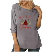 Cleance ženska modna božićna majica casual okruglica ženska božićna stablo grafički ispis labavih bluza