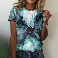 Penkaiy ženska modna tiskana majica kratkih rukava bluza okrugli vrat casual vrhovi T -Hints za žene