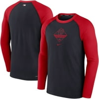 Muški Nike Navy Red Washington Nationals Igra Autentična kolekcija Performans Raglan majica s dugim