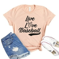 Live Love Baseball Majica Game Dan Majica Sportska mama Thirt Softball Bogorodica za prijatelja Cheerleader