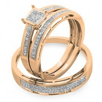 0. Carat 14K Rose Gold Okrugli dijamantski dame i muški njegova njena bridalna angažmana prstena Trio