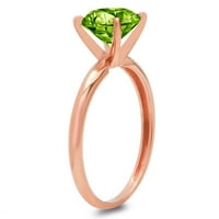 0,5CT Okrugli rez Zeleni prirodni peridot 18K ruža Gold Gold Anniverment prsten veličine 7,25