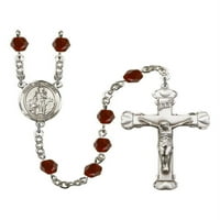 St. Cornelius srebrne krunice januar crvene vatre polirane perle Crucifi Veličina medaljine šarm