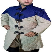Srednjovjekovna debela podstavljena puna dužina punih rukava Gambeson kaput Aketon jaknu oklop, bijeli
