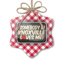 Božićni ukras Neko u Knoxville voli me, Tennessee Red Plaid Neonblond