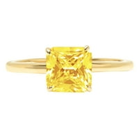 1.0ct Ascher Cut Yellow Simulirani dijamant 14k žuti zlatni gravirajući izjavu godišnjica Angažovanje