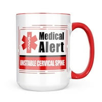 Neonblond Medical Alert Crvena nestabilna cervikalna kralježni kralježni poklon za ljubitelje čaja za