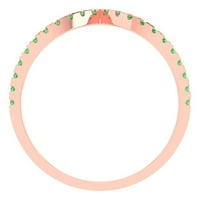 0. CT sjajan okrugli rez simulirani zeleni dijamant 14k ružičasto zlato Spacable Band SZ 5