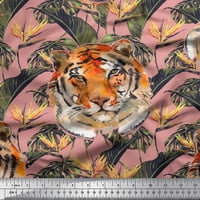 Soimoi poliester crep tkanina tropskog lišća i tigarskog lica džungle otisak šivaći tkaninu dvorište