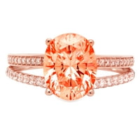 3.28ct ovalni rez crveni simulirani dijamant 14K 15K ružičastog godišnjice za angažman prsten veličine