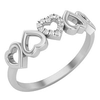 DazzlingRock kolekcija okrugla bijeli dijamant Five srca obećava zaručnički prsten za žene u 14k bijelo
