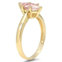 CT sjajan markizni rez simulirani ružičasti dijamant 14k žuti zlatni pasijans prsten sz 4.5