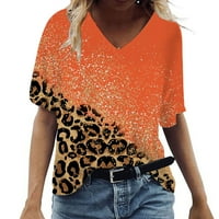 Drindf Prevelike majice za žene Tuntic Tunting The Trendy Leopard Tie Dye Print TEE majica Bluose