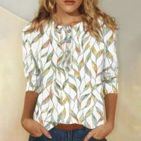 Ljetni ženski modni casual Three Quarter rukava za cvijeće tiskao pulover okruglog vrata Top bluza