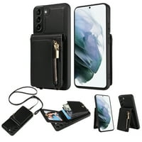 Mantto zatvarač novčanik za Samsung Galaxy S21 +, [RFID Blokiranje] Koža Flip Crossbody torbica sa držačem