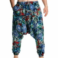 Muškarci Ležerne hlače Mid struk joga Crotch Hlače Leteće vjeverice hlače tiskane pantalone Dukseri Plavi klirens