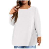 Ženska majica s dugim rukavima Okrugli vrat Plus veličina majica pune boje casual vrhovi