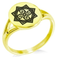 Nehrđajuća čelika Shadow Magic Rune minimalistički ovalni vrh Polirano izjava naizmenični prsten