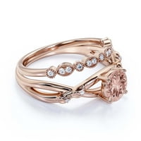 Prekrasni prstenovi Boho & hipi 1. Karat za ručni rez morgatit i dijamantski moissanite zaručni prsten,