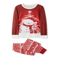 Wybzd Porodica koja odgovara Božićne pidžame Set Xmas Snowman Print Theops Letenje duge hlače Kućna