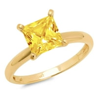 2ct princeze CUT žut simulirani dijamant 14k žuto zlato graviranje izjava godišnjica Angažovanost vjenčanja