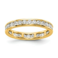 14k žuti zlatni prsten za prsten vječni dijamantski okrugli polirani 1CT kanal set veličine 6