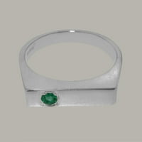 Britanci napravio 14k bijeli zlatni prsten s prirodnim smaragdnim muškim prstenom - Opcije veličine