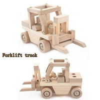 Trend DIY igračka kreativna drvena viljuškar za građevinski komplet Dječji poklon