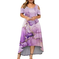 Ženske haljine Žene Velike veličine Dress Crw Crt Off ramena Kratki rukav Ispisuje Ležerne suknje haljine