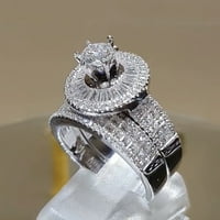 Prstenovi za ženske okrugle podrške Srebrni Rhinestone kubični cirkonij Bridal Square Squinestone Angažman