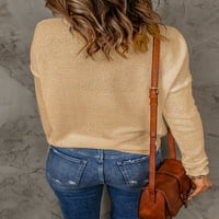 Džemperi za žene za žene dugih rukava lagana čvrsta boja posada vrata pletene pulover džemper