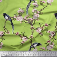 Soimoi zeleni pamučni dres tkanine cvjetni i raj zašto je ptičji ispis tkanina sa dvorištem široko