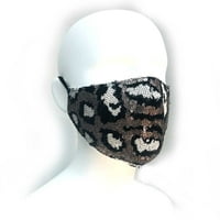Srebrni leopard životinjski print sjajni šljokice za lice maske sa udobnom oblogom