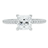 1. CT briljantna princeza Clear Simulirani dijamant 18k bijeli zlatni pasijans sa Accentima prsten sz