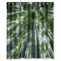 Hellodecor Green Bambus Forest Tree scenografija Tuš za zavjese od poliestera tkanina kupaonica Ukrasna