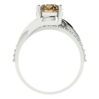1. CT sjajan okrugli rez simulirani šampanjac 14k bijeli zlatni pasijans sa Accentima Veličina prstena